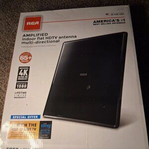 RCA Amplified Indoor Flat HDTV Antenna 50 Mile Range Multi-Directional New Open